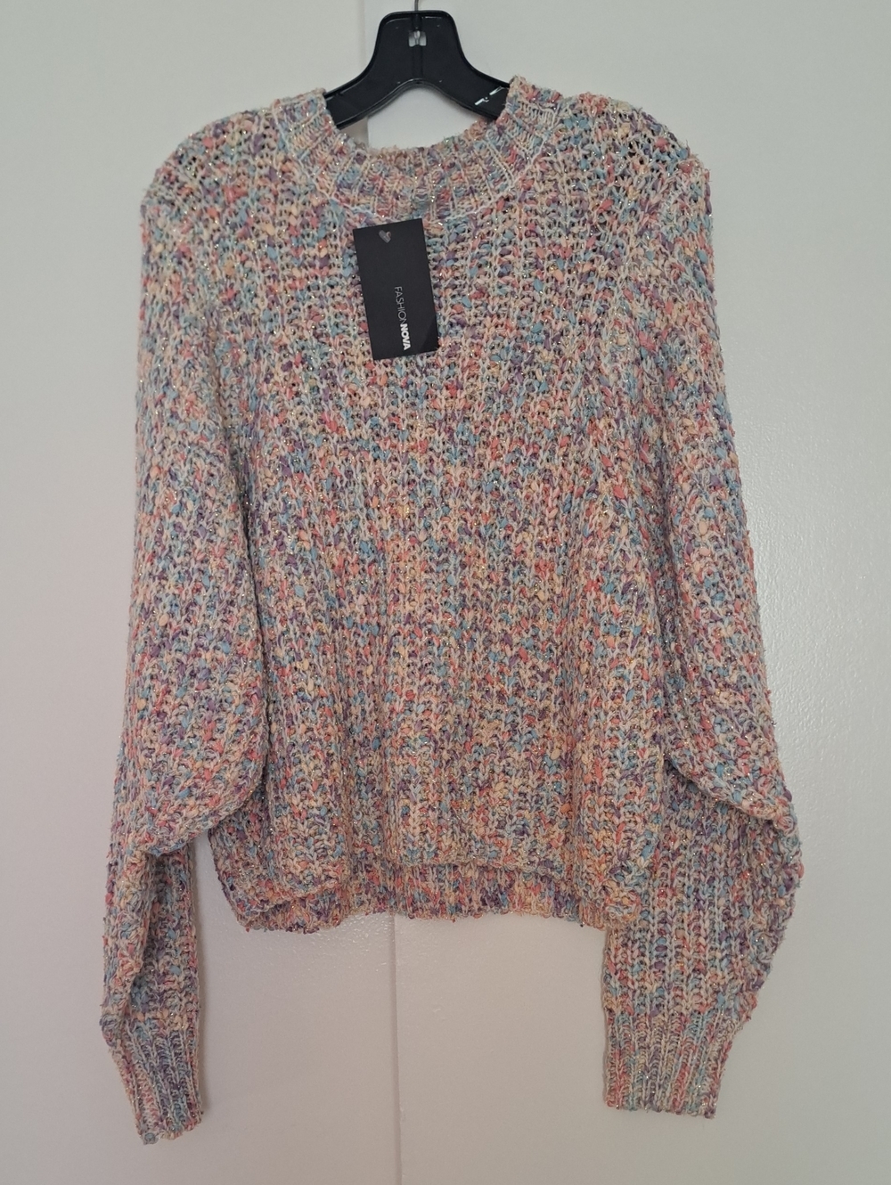 Fashion Nova Pastel Multicolor Crewneck Sweater